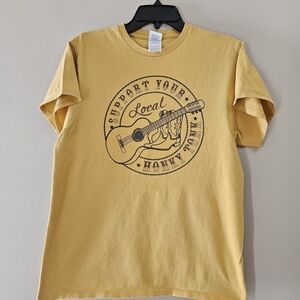 Delta Pro Weight Graphic Tee Support Your Local Honky Tonk Mustard Yellow Medium